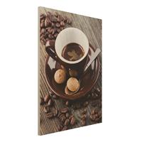 Bilderwelten Holzbild Kaffeetasse mit Kaffeebohnen
