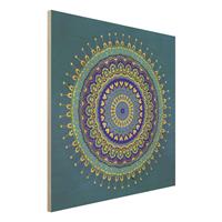 Bilderwelten Holzbild Mandala Blau Gold