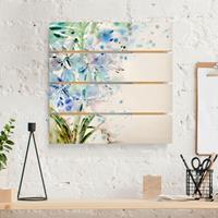 Bilderwelten Holzbild Plankenoptik Blumen - Quadrat Aquarell Blumen Lilien