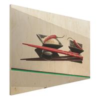 Bilderwelten Holzbild Rote Chilis in Reisschalen