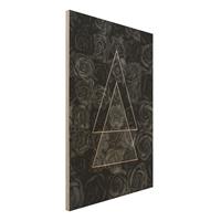 Bilderwelten Holzbild Schwarze Rosen mit goldenen Dreiecken