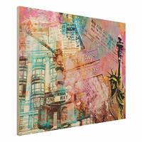Bilderwelten Holzbild Sixth Avenue New York Collage