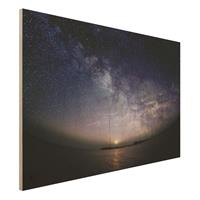Bilderwelten Holzbild Sonne und Sternenhimmel am Meer