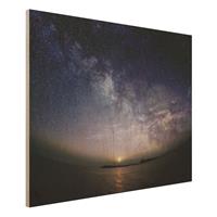 Bilderwelten Holzbild Sonne und Sternenhimmel am Meer