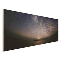 Bilderwelten Holzbild Sonne und Sternenhimmel am Meer