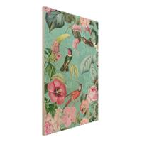 Bilderwelten Holzbild Vintage Collage - Kolibris im Paradies
