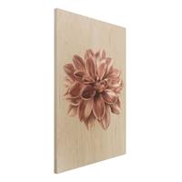 Bilderwelten Holzbild Dahlie Blume Rosegold Metallic