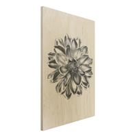 Bilderwelten Holzbild Dahlie Blume Silber Metallic