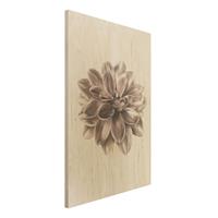 Bilderwelten Holzbild Dahlie Bronze Metallic Beige Zentriert