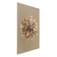 Bilderwelten Holzbild Dahlie Bronze Metallic Mokka Zentriert