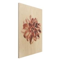 Bilderwelten Holzbild Dahlie Rosegold Metallic Rosa