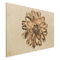 Bilderwelten Holzbild Dahlie Blume Gold Metallic