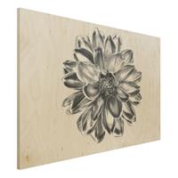 Bilderwelten Holzbild Dahlie Blume Silber Metallic