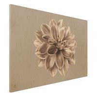 Bilderwelten Holzbild Dahlie Bronze Metallic Mokka Zentriert