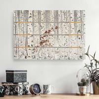 Bilderwelten Holzbild Plankenoptik Natur & Landschaft - Querformat Birken im Herbst