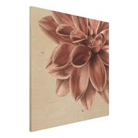 Bilderwelten Holzbild Dahlie Blume Rosegold Metallic Detail