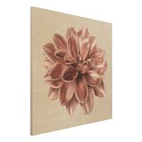 Bilderwelten Holzbild Dahlie Blume Rosegold Metallic