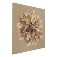 Bilderwelten Holzbild Dahlie Bronze Metallic Mokka Zentriert