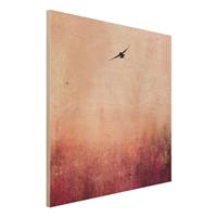 Bilderwelten Holzbild Vogel im Sonnenuntergang