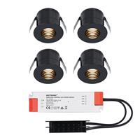 HOFTRONIC™ 4x Betty zwarte LED Inbouwspots complete set - Niet dimbaar - 12V - 3 Watt - Veranda verlichting - voor binnen en buiten - 2700K warm wit