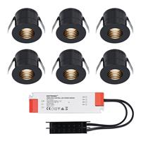 HOFTRONIC™ 6x Betty zwarte LED Inbouwspots complete set - Niet dimbaar - 12V - 3 Watt - Veranda verlichting - voor binnen en buiten - 2700K warm wit