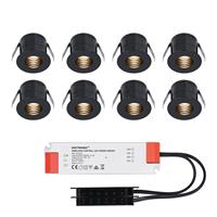 HOFTRONIC™ 8x Betty zwarte LED Inbouwspots complete set - Niet dimbaar - 12V - 3 Watt - Veranda verlichting - voor binnen en buiten - 2700K warm wit