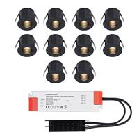 HOFTRONIC™ 10x Betty zwarte LED Inbouwspots complete set - Niet dimbaar - 12V - 3 Watt - Veranda verlichting - voor binnen en buiten - 2700K warm wit