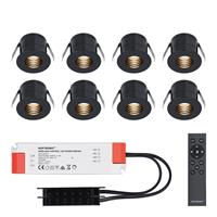 HOFTRONIC™ 8x Betty zwarte LED Inbouwspots complete set - Dimbaar - 12V - 3 Watt - Veranda verlichting - voor binnen en buiten - 2700K warm wit