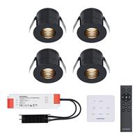 HOFTRONIC™ 4x Betty zwarte LED Inbouwspots complete set met muurdimmer - 12V - 3 Watt - Veranda verlichting - voor buiten - 2700K warm wit