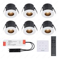 HOFTRONIC™ 6x Olivia witte LED Inbouwspots complete set met muurdimmer - 12V - 3 Watt - Veranda verlichting - voor buiten - 2700K warm wit