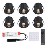 HOFTRONIC™ 6x Betty zwarte LED Inbouwspots complete set met muurdimmer - 12V - 3 Watt - Veranda verlichting - voor buiten - 2700K warm wit