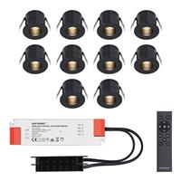 HOFTRONIC™ 10x Betty zwarte LED Inbouwspots complete set - Dimbaar - 12V - 3 Watt - Veranda verlichting - voor binnen en buiten - 2700K warm wit