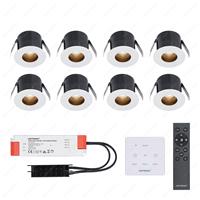 HOFTRONIC™ 8x Olivia witte LED Inbouwspots complete set met muurdimmer - 12V - 3 Watt - Veranda verlichting - voor buiten - 2700K warm wit