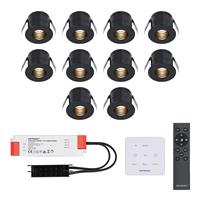 HOFTRONIC™ 10x Betty zwarte LED Inbouwspots complete set met muurdimmer - 12V - 3 Watt - Veranda verlichting - voor buiten - 2700K warm wit