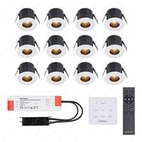 HOFTRONIC™ 12x Olivia witte LED Inbouwspots complete set met muurdimmer - 12V - 3 Watt - Veranda verlichting - voor buiten - 2700K warm wit