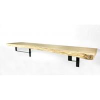 Wood Brothers Eiken wandplank massief boomstam 100 x 40 cm inclusief plankdragers