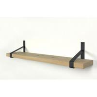Wood Brothers Eiken wandplank massief recht 120 x 20 cm inclusief plankdragers