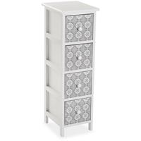 VERSA Benno Badezimmerschrank. Möbel für das Bad, Kommode mit 4 Schubladen zur Aufbewahrung, Maßnahmen (H x L x B) 82 x 25 x 29 cm, Holz, Farbe: Weiß