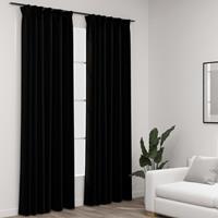 vidaXL Verdunkelungsvorhänge Haken Leinenoptik 2Stk. Schwarz 140x225cm 