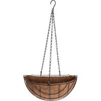Pro Garden Metalen Hanging Basket / Plantenbak Halfrond Zwart Met Ketting 37 Cm - Hangende Bloemen - Plantenbakken