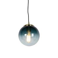 QAZQA Art Deco Hängelampe Messing mit ozeanblauem Glas 20 cm - Pallon
