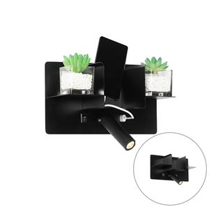 QAZQA Moderne Wandleuchte schwarz inkl. LED mit USB - Thijs