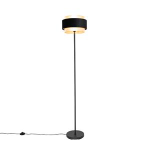 QAZQA Moderne vloerlamp zwart met goud - Elif