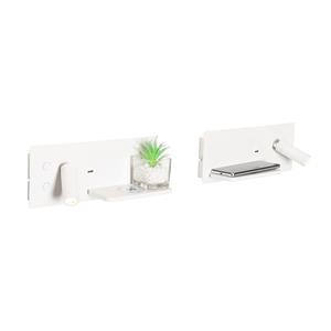 QAZQA 2er-Set Wandleuchten weiß inkl. LED mit USB und Induktionsladegerät - Riza