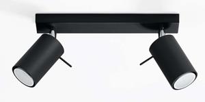 Sollux Treppen Deckenleuchten Ring 2 Breite 30 Cm Schwarz 2-flammig Zylinderförmig, Schwarz, Stahl, SL.0092