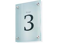 SignSystems Wandschild DIN A4 Cristallo 21 x 29,7 cm, 4 Halter, Ø 18 mm