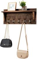 COSTWAY Wandgarderobe Wandregale mit 5 Haken braun