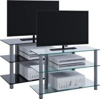 VCM TV-Rack Lowboard Konsole Fernsehtisch TV Möbel Bank Glastisch Tisch Schrank Sindas schwarz