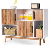 COSTWAY Sideboard mit 6 Fächer Kommode braun