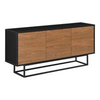En.casa Sideboard Boxholm mit 3 Schranktüren Kommode Wandschrank Metallgestell 120x30x55cm Schwarz/Dunkler Holzton schwarz/braun
